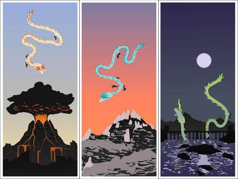 Dragons, 2019, 12x9&quot;