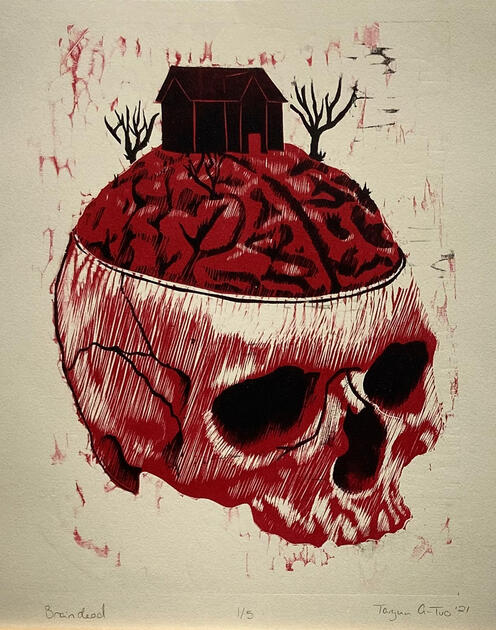 Braindead, Relief, 2021, 14x11"