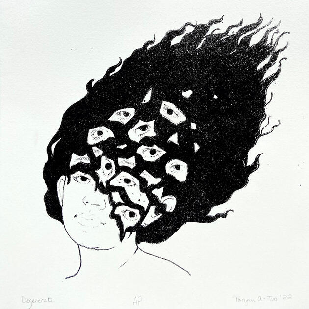 Degenerate, Lithograph, 2022, 10x10"