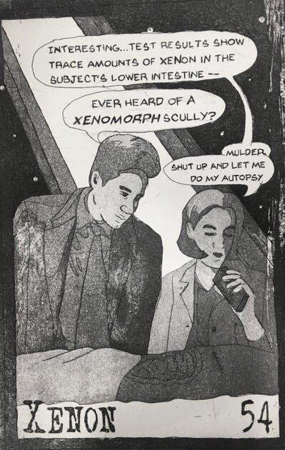 Xenon, Intaglio, 2018, 7x5"