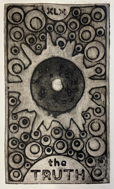 The Truth, Collagraph, 2022, 14x9"