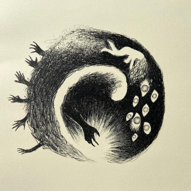 Just Drown, Lithograph, 2022, 10x10"